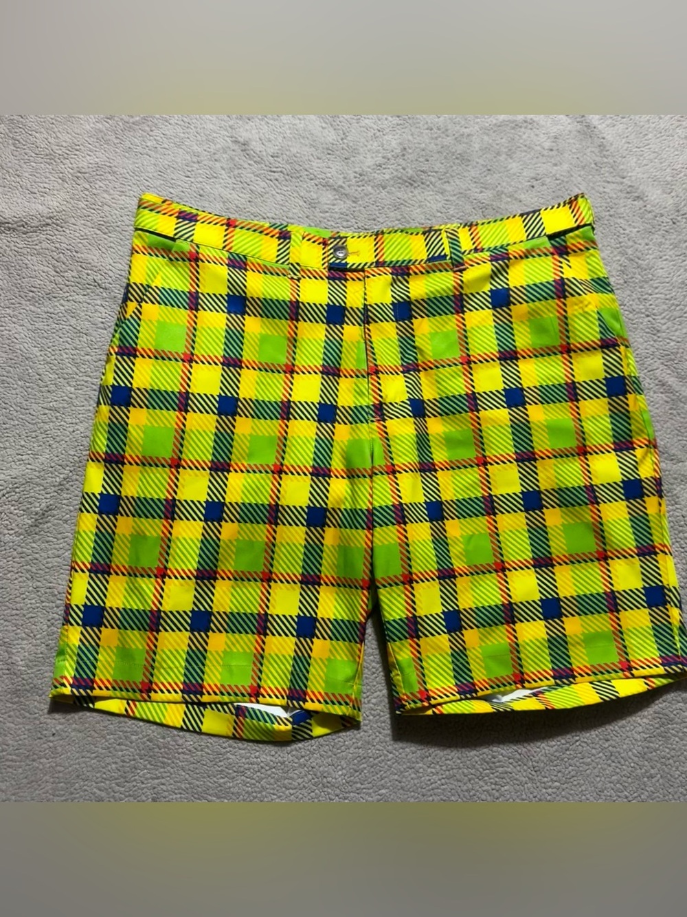 Loudmouth Shorts Mens 38 Green Plaid Golf Golfing Chino Stretch Bands Meas 38x9